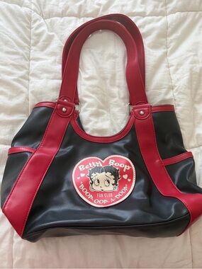 Betty Boop Black and Red Shoulder Bag with Heart Patch